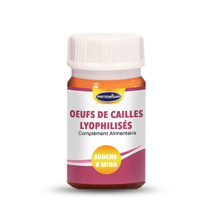 Oeufs de caille lyophilisés est d’origine naturelle élaboré à partir d'un homogénat d'une souche particulière d’œuf de caille.